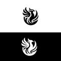 Enigmatic Black and White Phoenix Emblem Portraying Rebirth and Eternity on a Dual Background