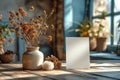 Enigmatic Blank Canvas Amidst Rustic Elegance. Generative AI