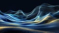 Enigmatic Blue and Gold Particle Waves Digital Artwork