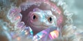 Enigmatic Creature Peering Through Colorful Crystal Formation Royalty Free Stock Photo