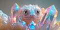 Enigmatic Creature Peering Through Colorful Crystal Formation. Royalty Free Stock Photo
