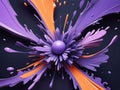 Enigmatic 3D Paint Splash Dark Foreboding Palette, Large-Scale Brushstrokes Light Purple and Orange