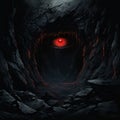 Enigmatic Depths: AI-Generated Illustration of a Giant Red Eye
