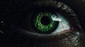 Enigmatic Emerald Eyes: A Nighttime Spectacle