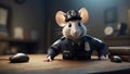 Enigmatic Enforcer: Mouse Brings Policing Charm to the Forefront Royalty Free Stock Photo