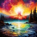 Enigmatic Geyser Bursting with Vibrant Colors