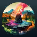 Enigmatic Geyser Bursting with Vibrant Colors