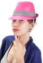 Enigmatic girl portrait w hat Royalty Free Stock Photo