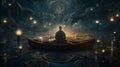 Enigmatic Illumination: Lotus Meditation in Cosmic Fantasy Art
