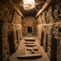 Enigmatic Inka Chamber: Intricate Stone Carvings and Sunlit Interiors