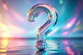 An Enigmatic Light Blue Question Mark A Surreal Shimmering 3D Abstract Artwork