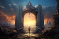 Enigmatic Man fantasy arch world. Generate Ai