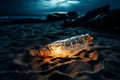 Enigmatic message in a bottle, carrying hopes and dreams on the drifting sea waves