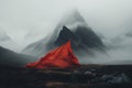 Enigmatic Mist-Clad Mountain Summit. AI Royalty Free Stock Photo