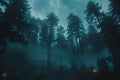 Enigmatic Mist-Enshrouded Forest Silence. Concept Enigmatic Forest, Misty Atmosphere, Enshrouded