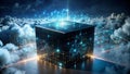 The Enigmatic Power of Generative AI A Black Box Suspended in a Cloud of Data Processing Royalty Free Stock Photo