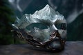 Enigmatic Reflexion mountains mask light. Generate ai