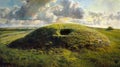 Enigmatic Relic: Ancient Celtic Barrow Unveiled in Intriguing Painting