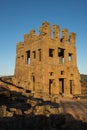 The enigmatic roman age tower of Centum Cellas bathed by sunrise light.