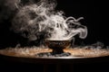 Enigmatic Smoke Dancing from Silver Incense Burner in Dimly Lit Study Royalty Free Stock Photo