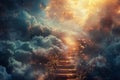 Enigmatic Stairway Leading Towards a Radiant Heavenly Realm Royalty Free Stock Photo