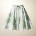 Enigmatic Tropics: Photorealistic White Skirt With Green Palm Print