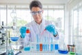 Enior male researcher carrying out scientific research in a lab Royalty Free Stock Photo