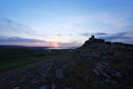 Enisala fortress in Romania with a beautiful summer sunset Royalty Free Stock Photo
