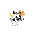 Enjoy autumn days badge isolated design label season lettering for logo templates invitation greeting card prints and