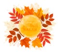 Enjoy Autumn Sales banner with autumn leaves.