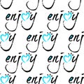 seamless enjoy lettering background and pattern vector illustration