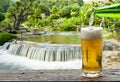 Enjoy beer with waterfall.