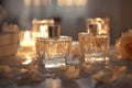 Enjoy the bespoke elegance of designer perfume, featuring fresh fragrance displayed on chic cologne shelf
