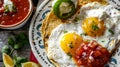 Enjoy a classic Mexican breakfast of huevos rancheros , Ai Generated