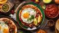 Enjoy a classic Mexican breakfast of huevos rancheros , Ai Generated