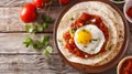 Enjoy a classic Mexican breakfast of huevos rancheros , Ai Generated