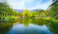 Enjoy the clear waters and green hills in spring time Royalty Free Stock Photo