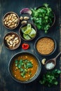 enjoy a Delicious Soup, Nuts, and Herbs For a Nutritious and Healthy Meal Royalty Free Stock Photo
