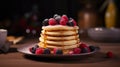 Enjoy a delightful stack of mini pancakes for brunch Royalty Free Stock Photo