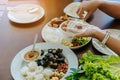 Enjoy eat with Vietnamese Meatball Wraps (Nam-Neung) Royalty Free Stock Photo