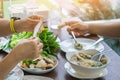 Enjoy eat with Vietnamese Meatball Wraps (Nam-Neung) Royalty Free Stock Photo