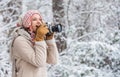 Enjoy enchanting paleness and freezing atmosphere of winter. Winter hobby. Taking stunning winter photos. Enjoy beauty