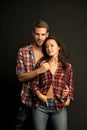 Enjoy every inch of body. Undressing slowly. Sexual desire. Sensual couple. Happy valentines day. Man and girl Royalty Free Stock Photo