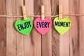 Enjoy every moment heart shaped note Royalty Free Stock Photo