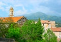 The mountain landscape from the old town of Corte, Corsica, France Royalty Free Stock Photo