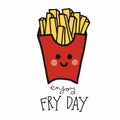 Enjoy fry day French-fries cartoon vector illustration doodle style