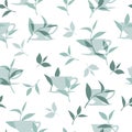 Enjoy The Herbal Tea Time Vector Graphic Illustration Seamless Pattern