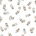 Enjoy Iced Coffee Latte Vector Graphic Art Seamless Pattern