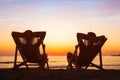 Enjoy life concept, couple relaxing in beach hotel Royalty Free Stock Photo