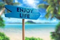 Enjoy life sign board arrow Royalty Free Stock Photo